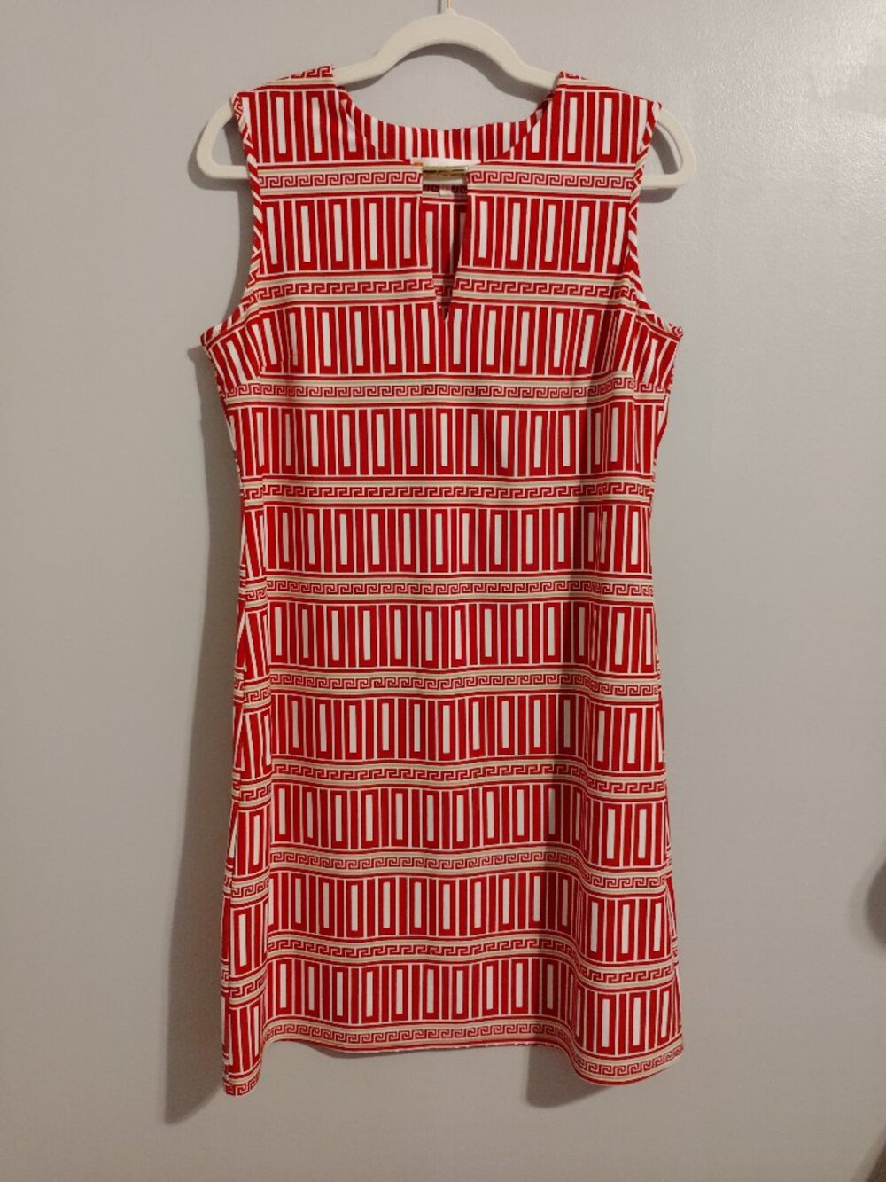 Jude Connally Red White Geometric Sleeveless Dress Size M